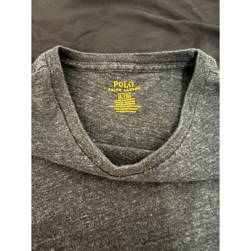 Polo Ralph Lauren Mens Long Sleeve T-Shirt Charcoal Gray Heather Red Pony Large